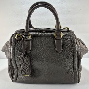 NWOT Dr Yany Grey Crinkle Pebbled Leather Two-Way Satchel Handbag